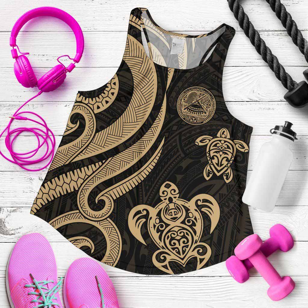American Samoa Women Racerback Tank - Gold Tentacle Turtle