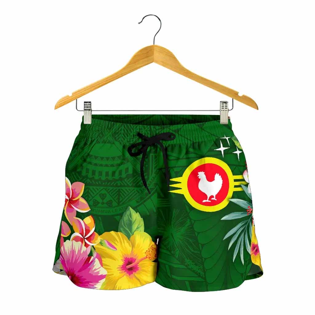 American Samoa Women Shorts - Manu'atele Hibiscus Flag