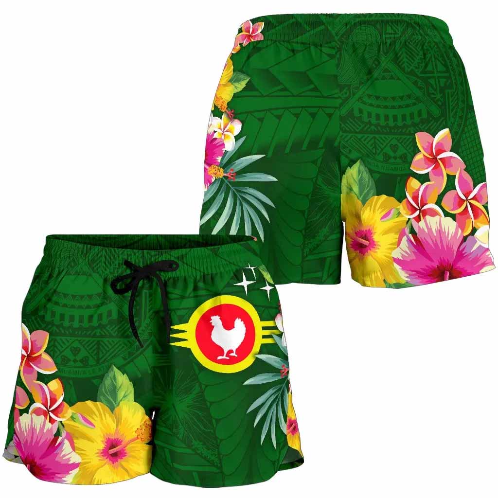 American Samoa Women Shorts - Manu'atele Hibiscus Flag