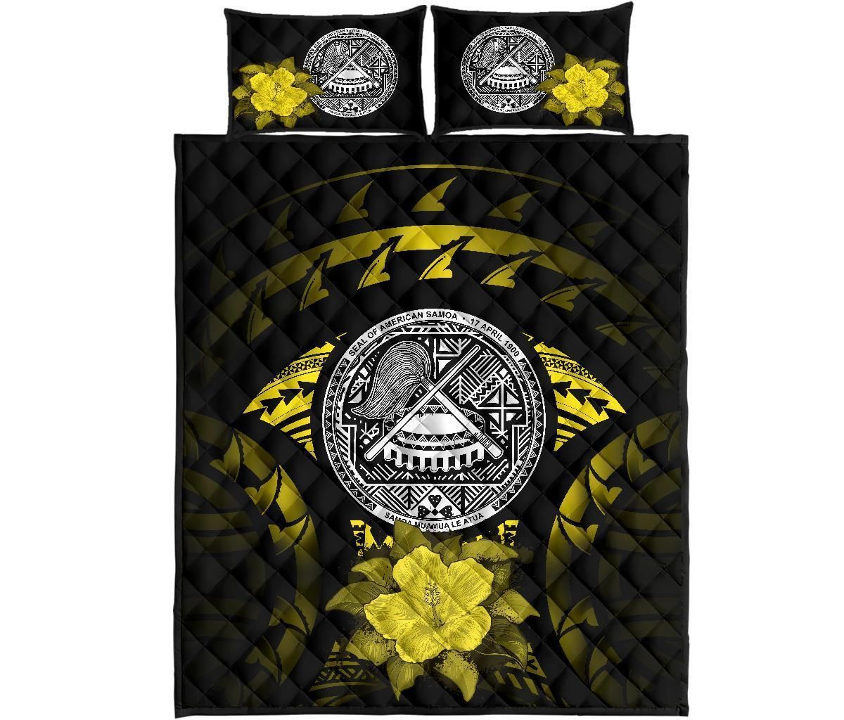 American Samoa Polynesian Quilt Bed Set Hibiscus Yellow