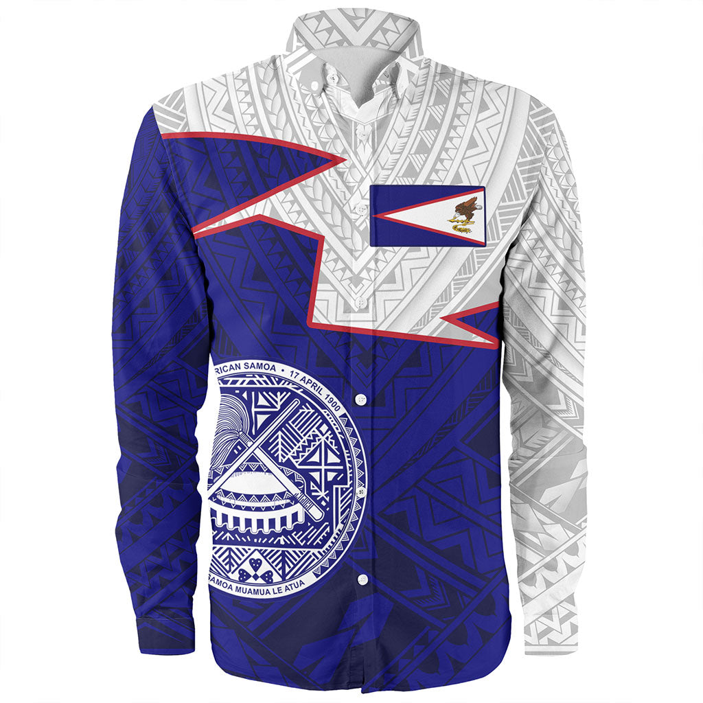 American Samoa Long Sleeve Shirt Polynesian Tattoo Flag And Coat Of Arms