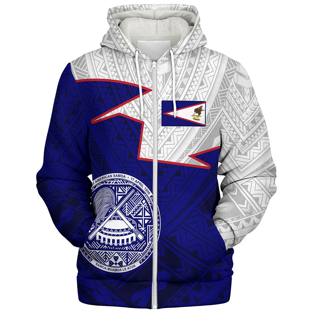 American Samoa Sherpa Hoodie Polynesian Tattoo Flag And Coat Of Arms