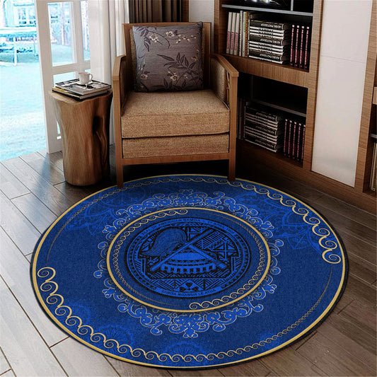 American Samoa Round Rugs Coat Of Arms Mandala