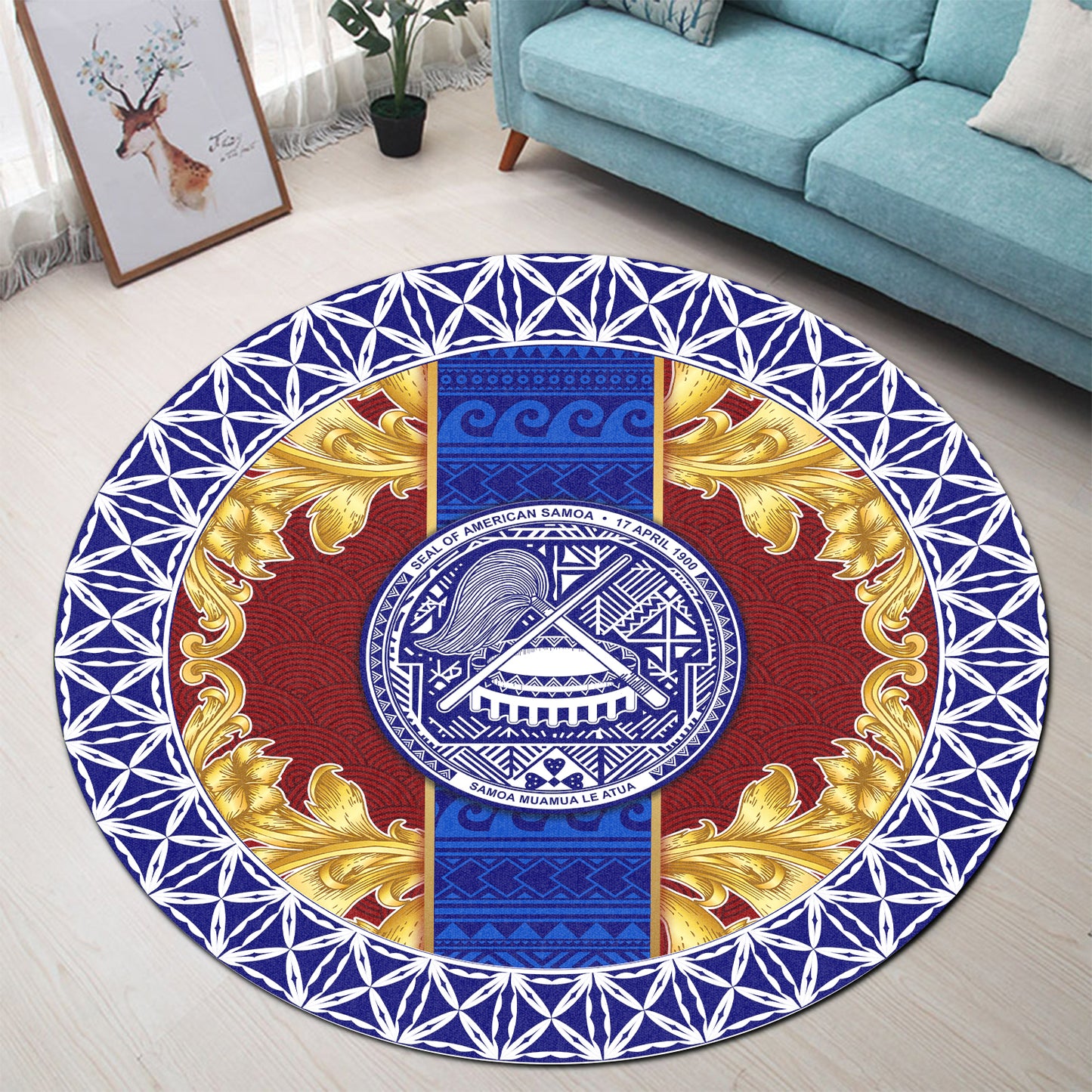 American Samoa Round Rugs Royal Vinatge Style