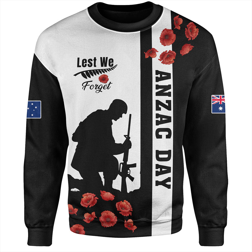 New Zealand Sweatshirt Anzac Day Lest We Forget Simple Style