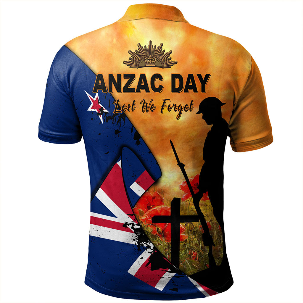 New Zealand Polo Shirt Anzac Day Flag Lest We Forget