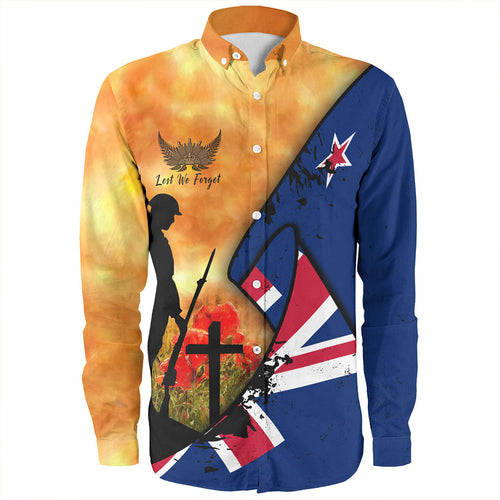 New Zealand Long Sleeve Shirt Anzac Day Flag Lest We Forget