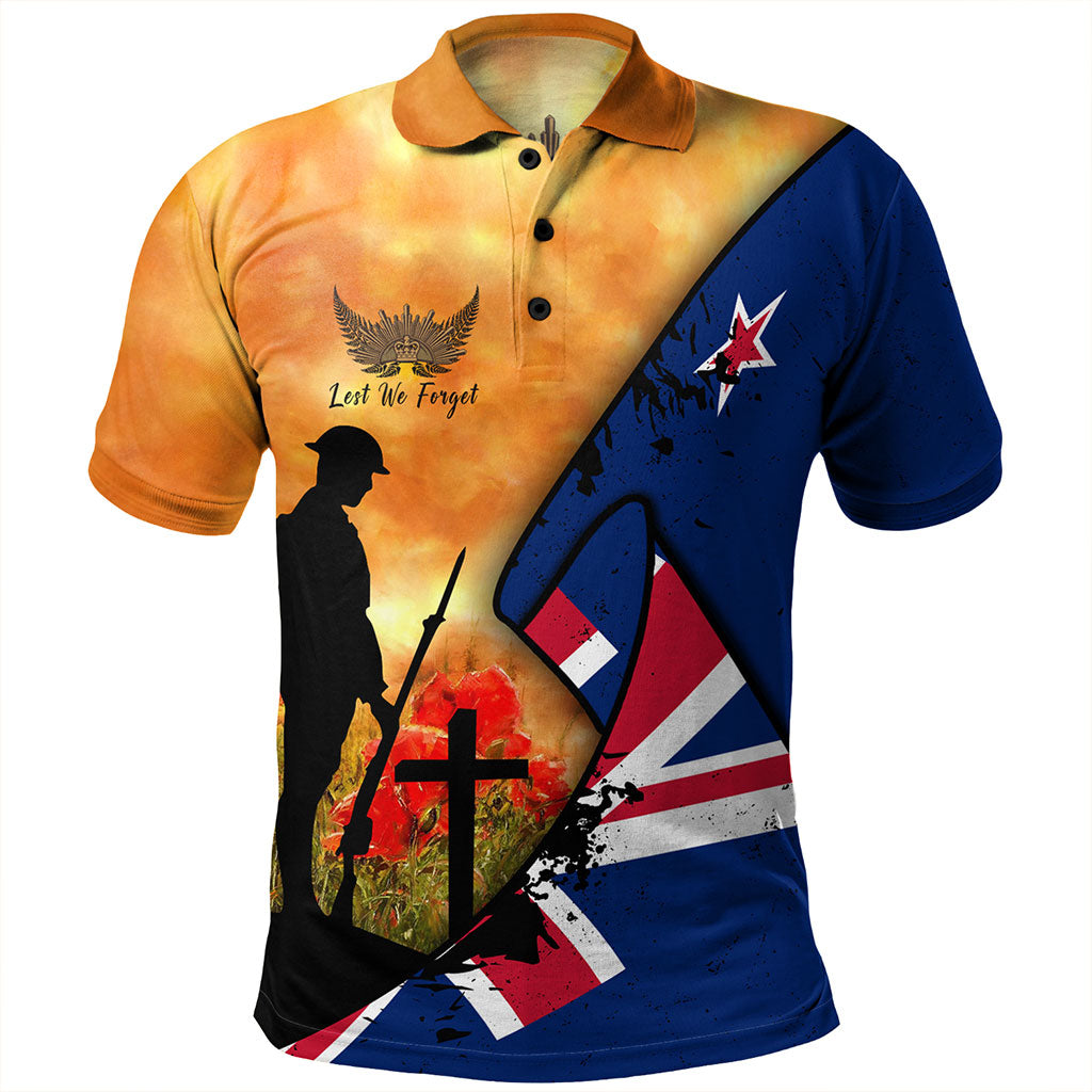 New Zealand Polo Shirt Anzac Day Flag Lest We Forget
