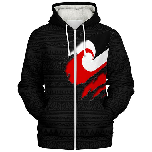 New Zealand Sherpa Hoodie Tino Rangatiratanga Maori Crack Style