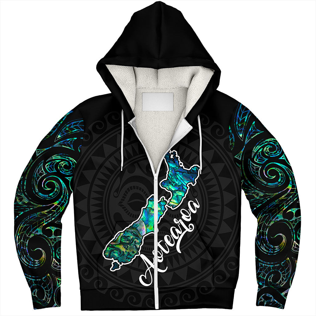 New Zealand Sherpa Hoodie Aotearoa Maori Tribal Map With Papua Shell