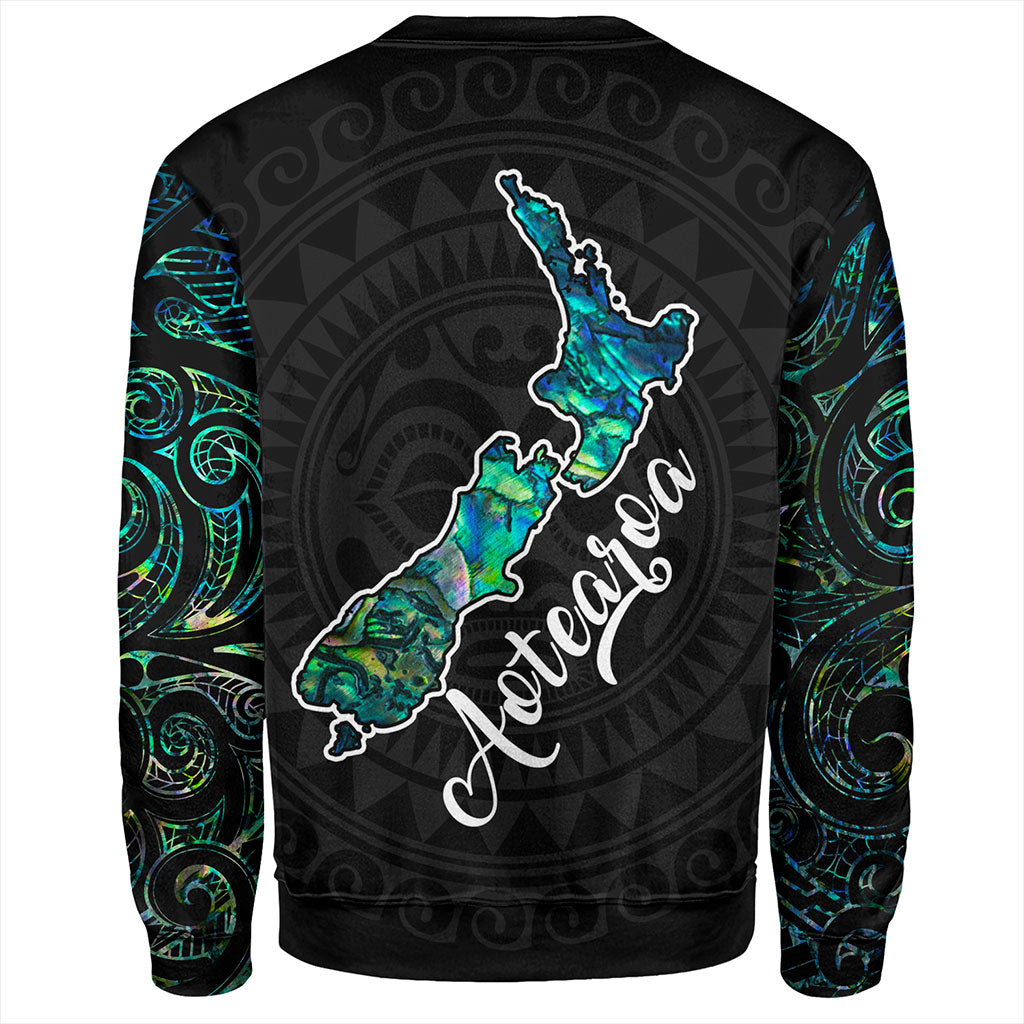 New Zealand Sweatshirt Aotearoa Maori Tribal Map With Papua Shell