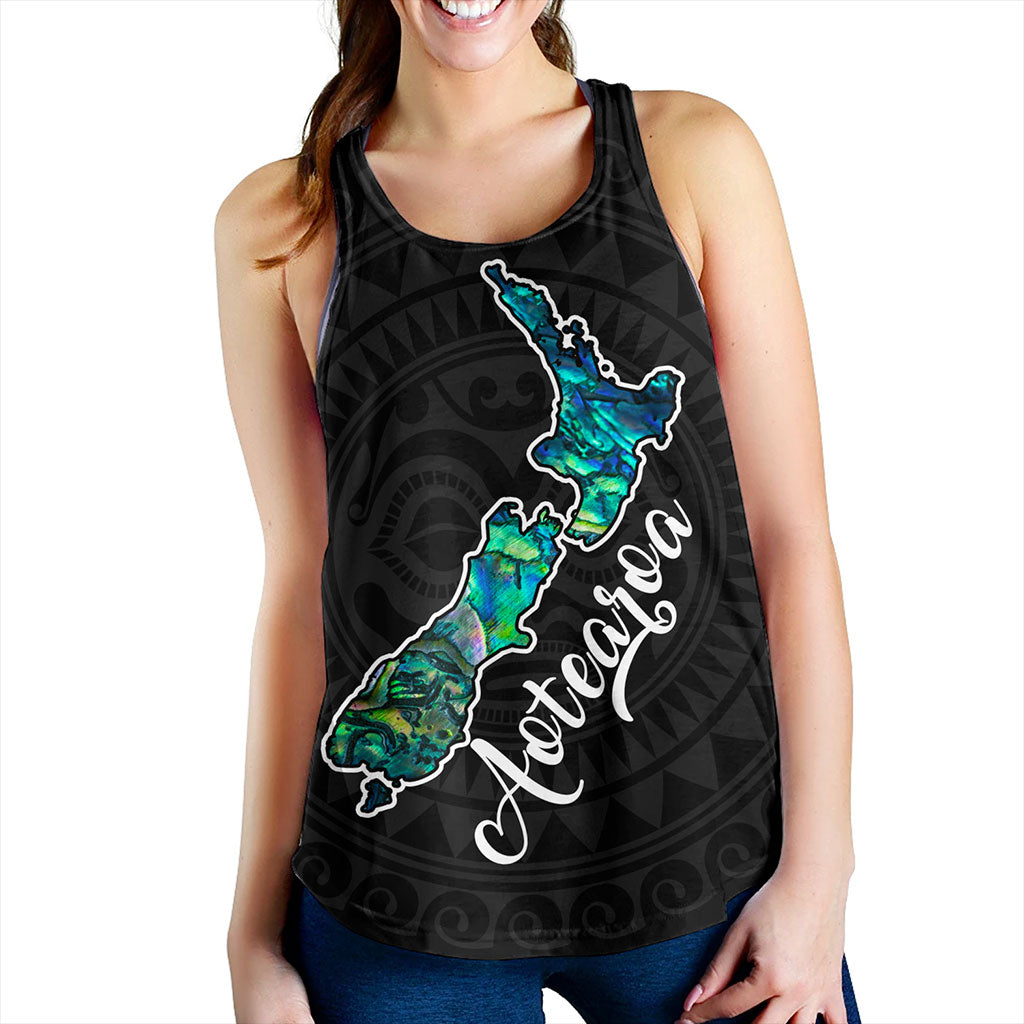 New Zealand Women Tank Aotearoa Maori Tribal Map With Papua Shell