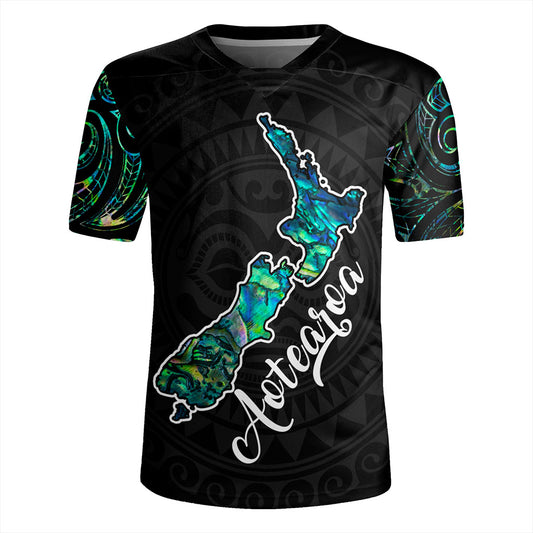 New Zealand Rugby Jersey Aotearoa Maori Tribal Map With Papua Shell