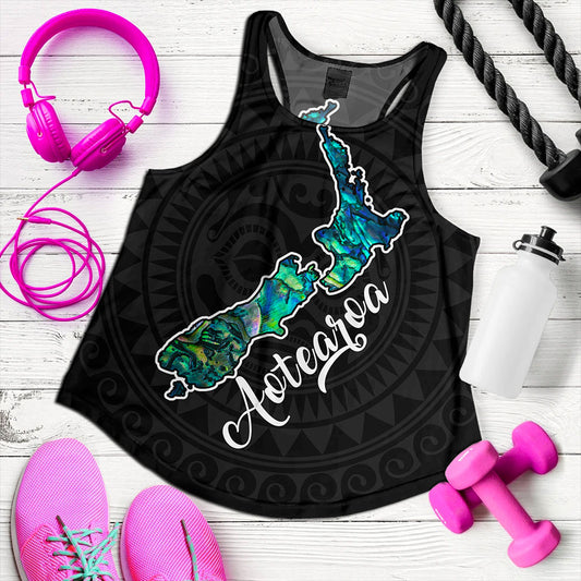 New Zealand Women Tank Aotearoa Maori Tribal Map With Papua Shell