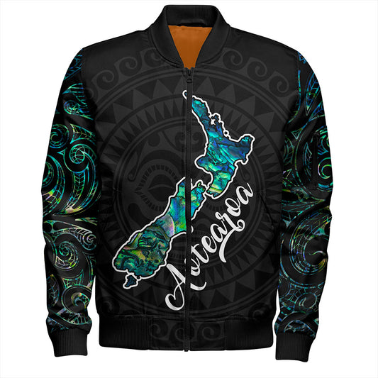 New Zealand Bomber Jacket Aotearoa Maori Tribal Map With Papua Shell