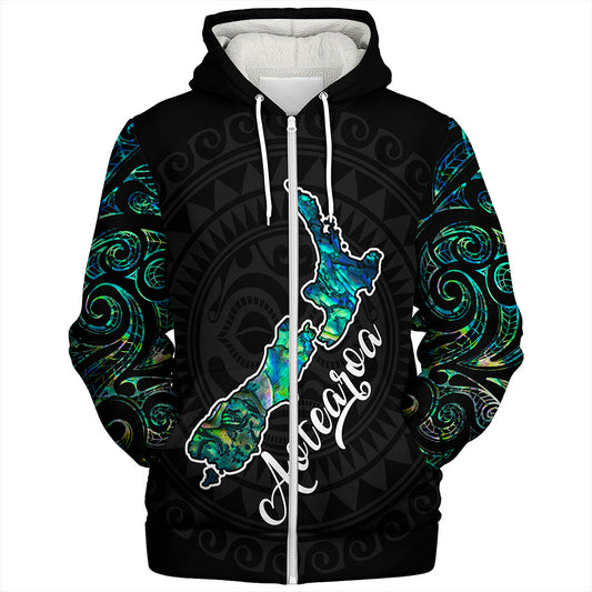 New Zealand Sherpa Hoodie Aotearoa Maori Tribal Map With Papua Shell