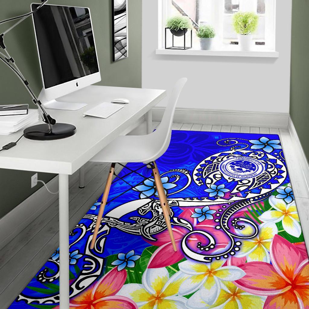 FSM Area Rug - Turtle Plumeria (Blue)