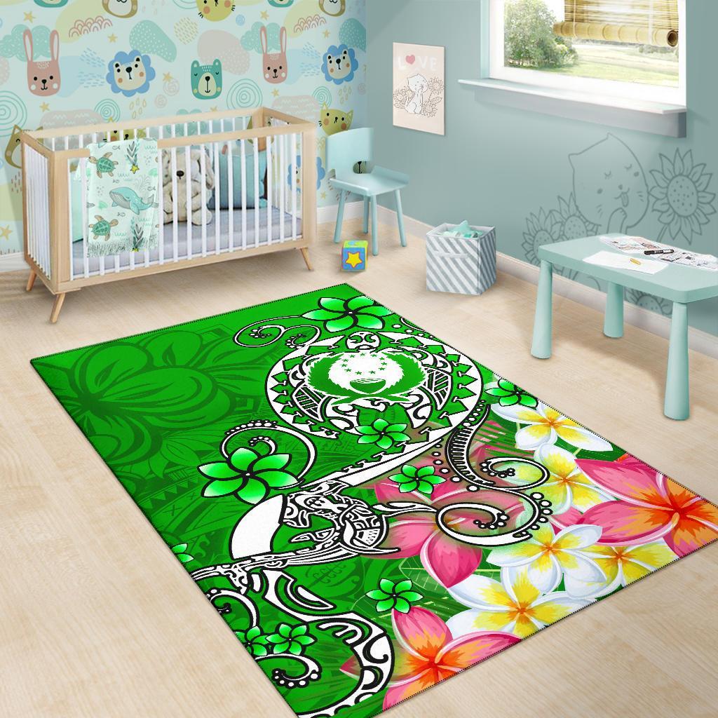 Pohnpei Area Rug - Turtle Plumeria (Green)