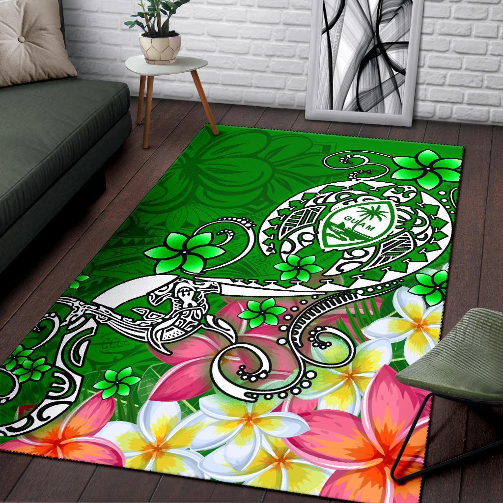 Guam Area Rug - Turtle Plumeria (Green)