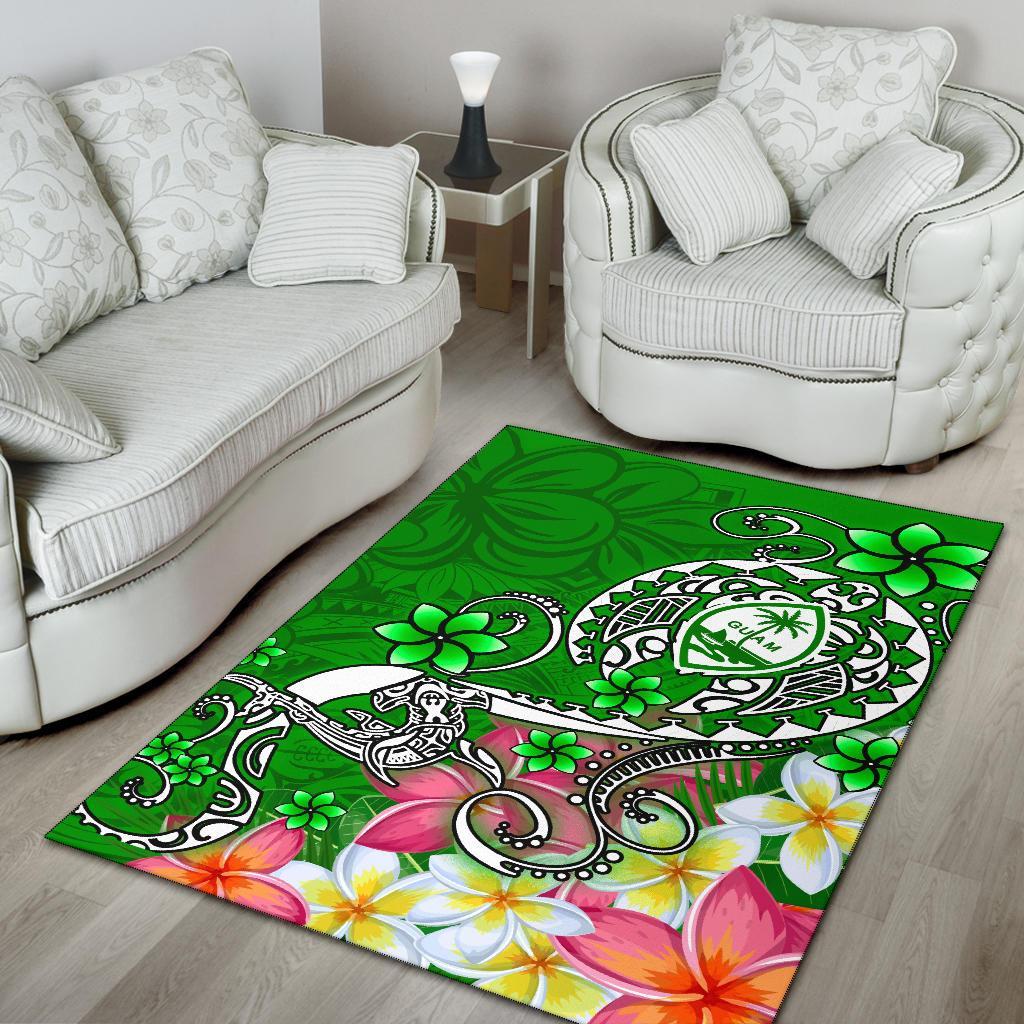 Guam Area Rug - Turtle Plumeria (Green)