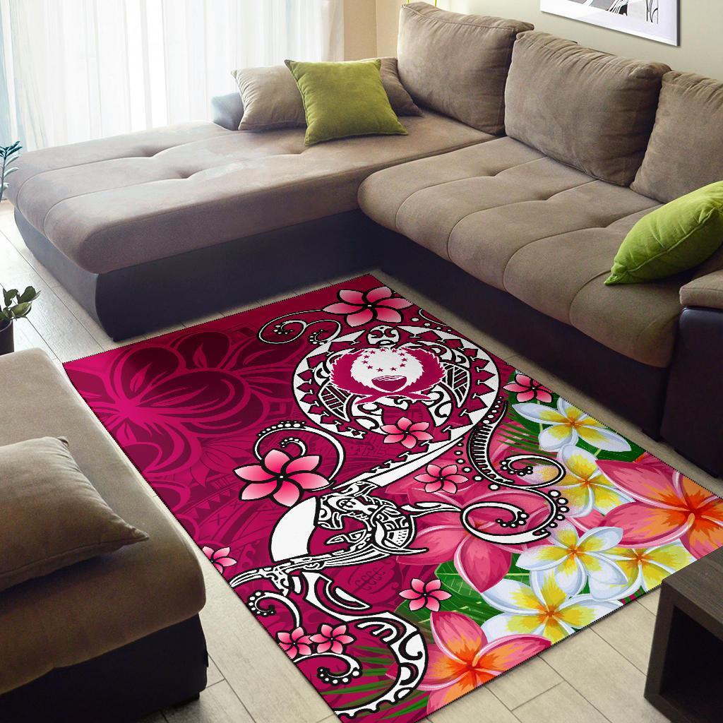 Pohnpei Area Rug - Turtle Plumeria (Pink)