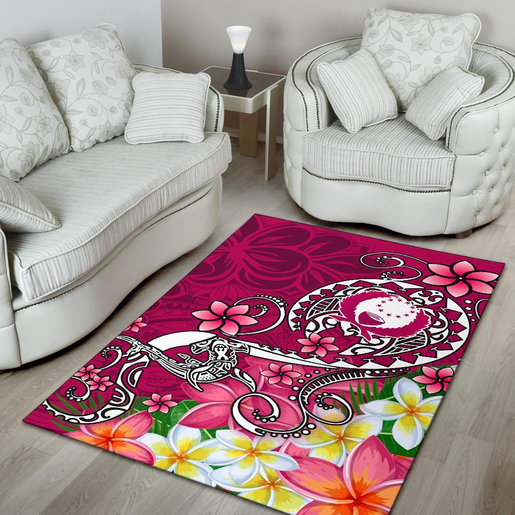Pohnpei Area Rug - Turtle Plumeria (Pink)