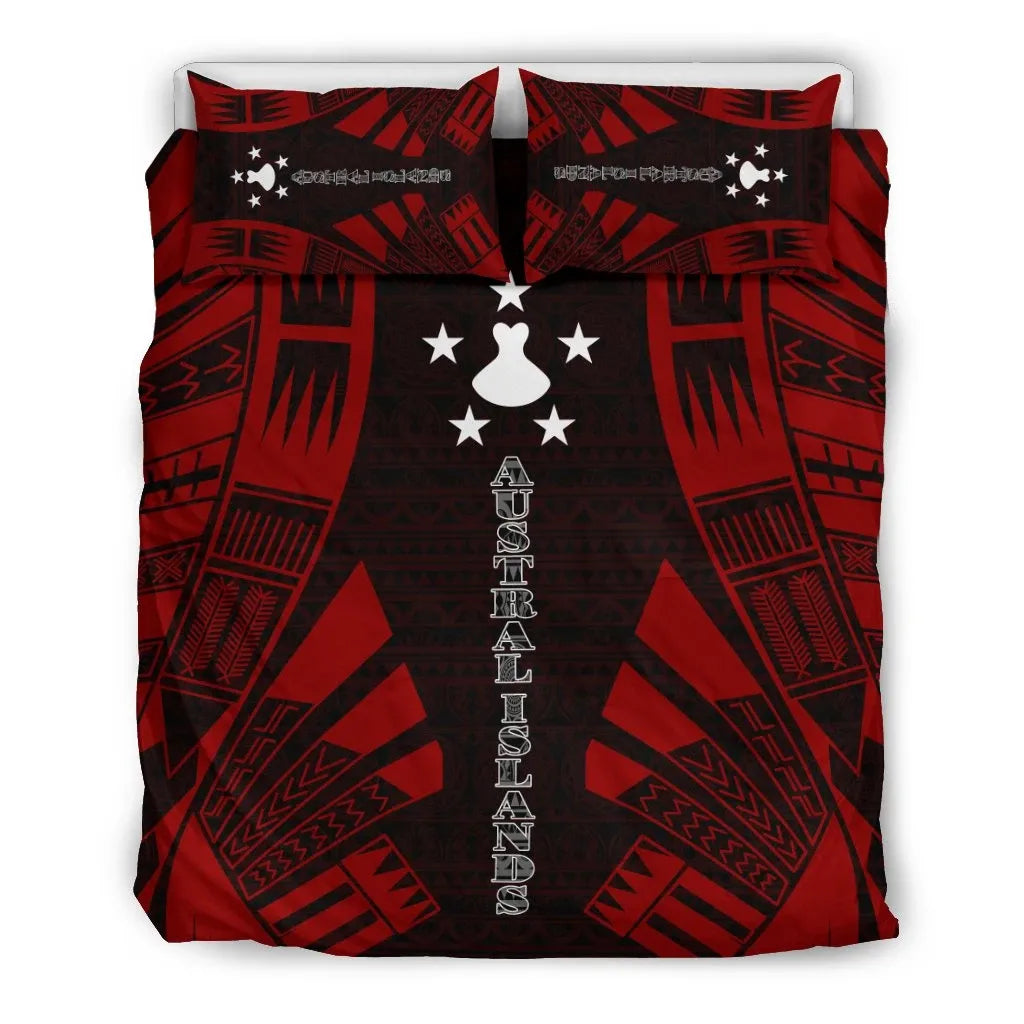 Austral Islands Duvet Cover Set - Polynesian Tattoo Red