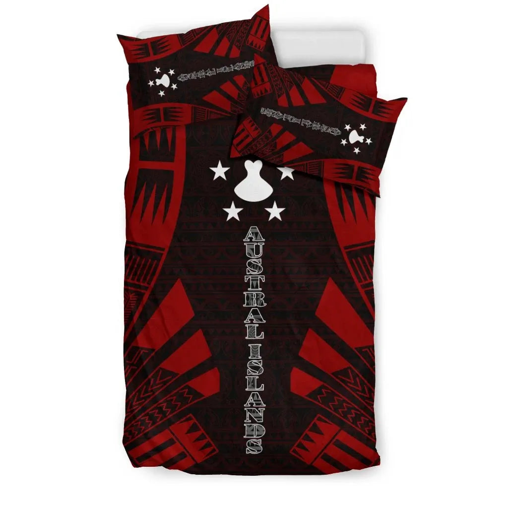 Austral Islands Duvet Cover Set - Polynesian Tattoo Red