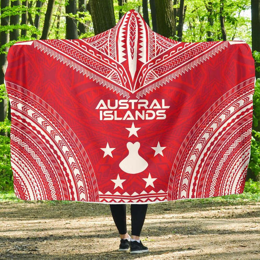 Austral Islands Flag Polynesian Chief Hooded Blanket