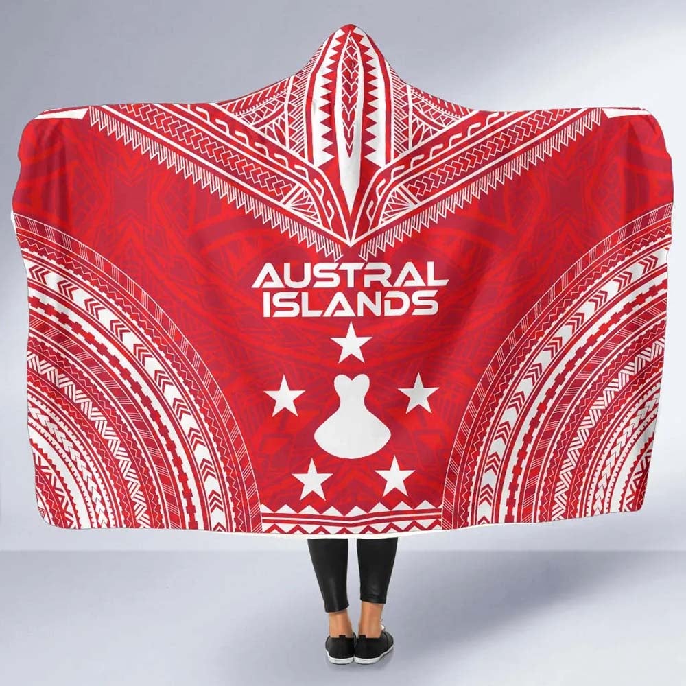 Austral Islands Flag Polynesian Chief Hooded Blanket