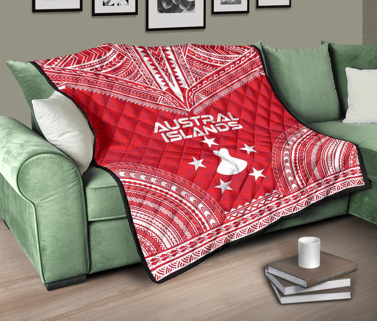 Austral Islands Premium Quilt - Austral Islands Flag Polynesian Chief Red Version