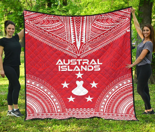 Austral Islands Premium Quilt - Austral Islands Flag Polynesian Chief Red Version