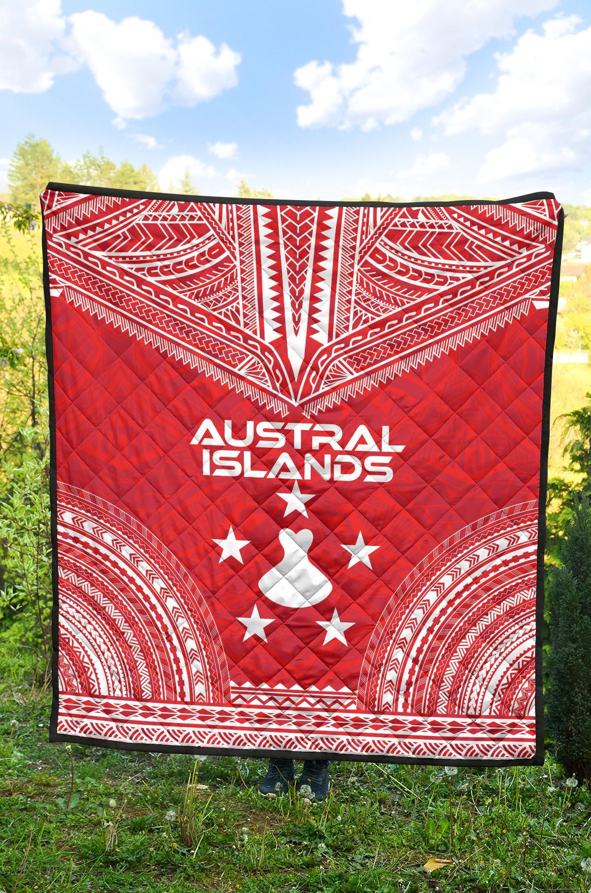Austral Islands Premium Quilt - Austral Islands Flag Polynesian Chief Red Version