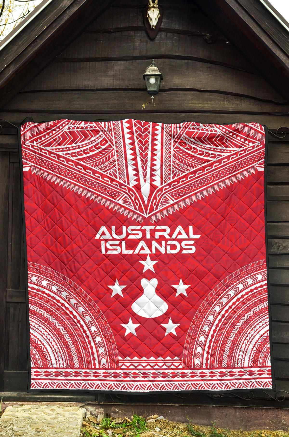 Austral Islands Premium Quilt - Austral Islands Flag Polynesian Chief Red Version