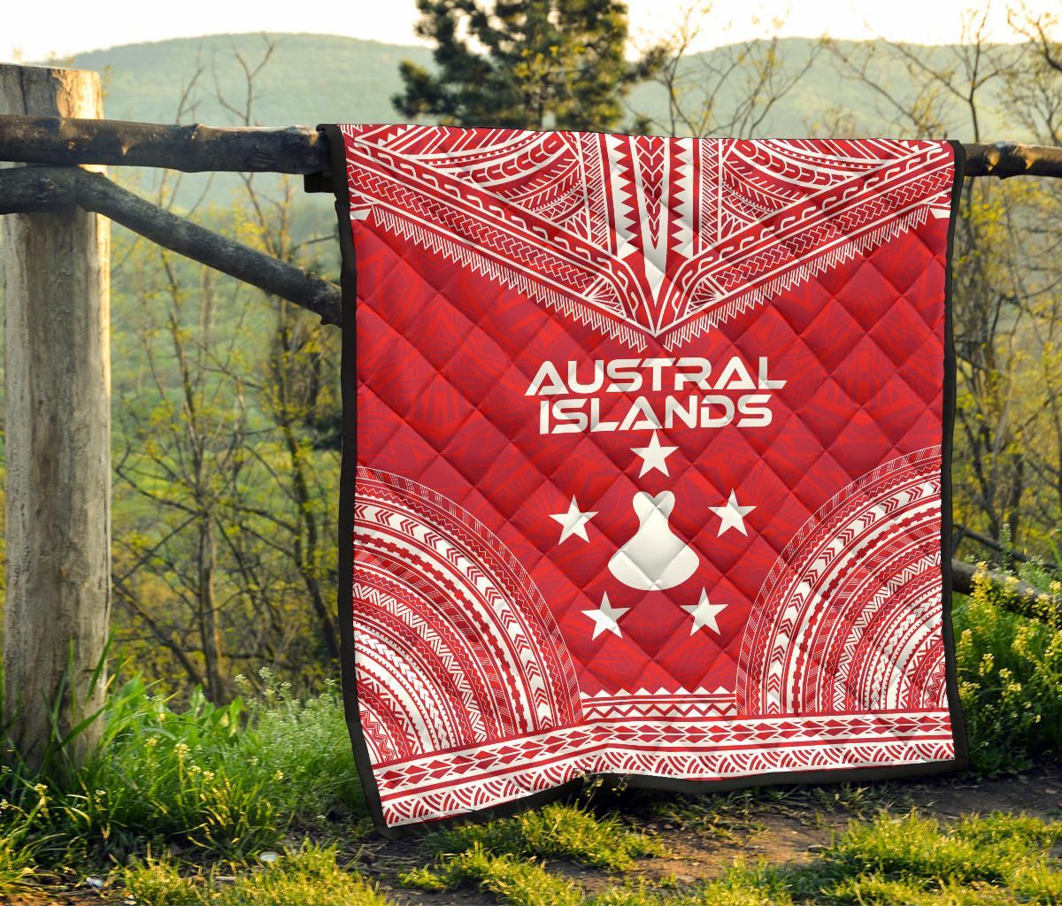 Austral Islands Premium Quilt - Austral Islands Flag Polynesian Chief Red Version