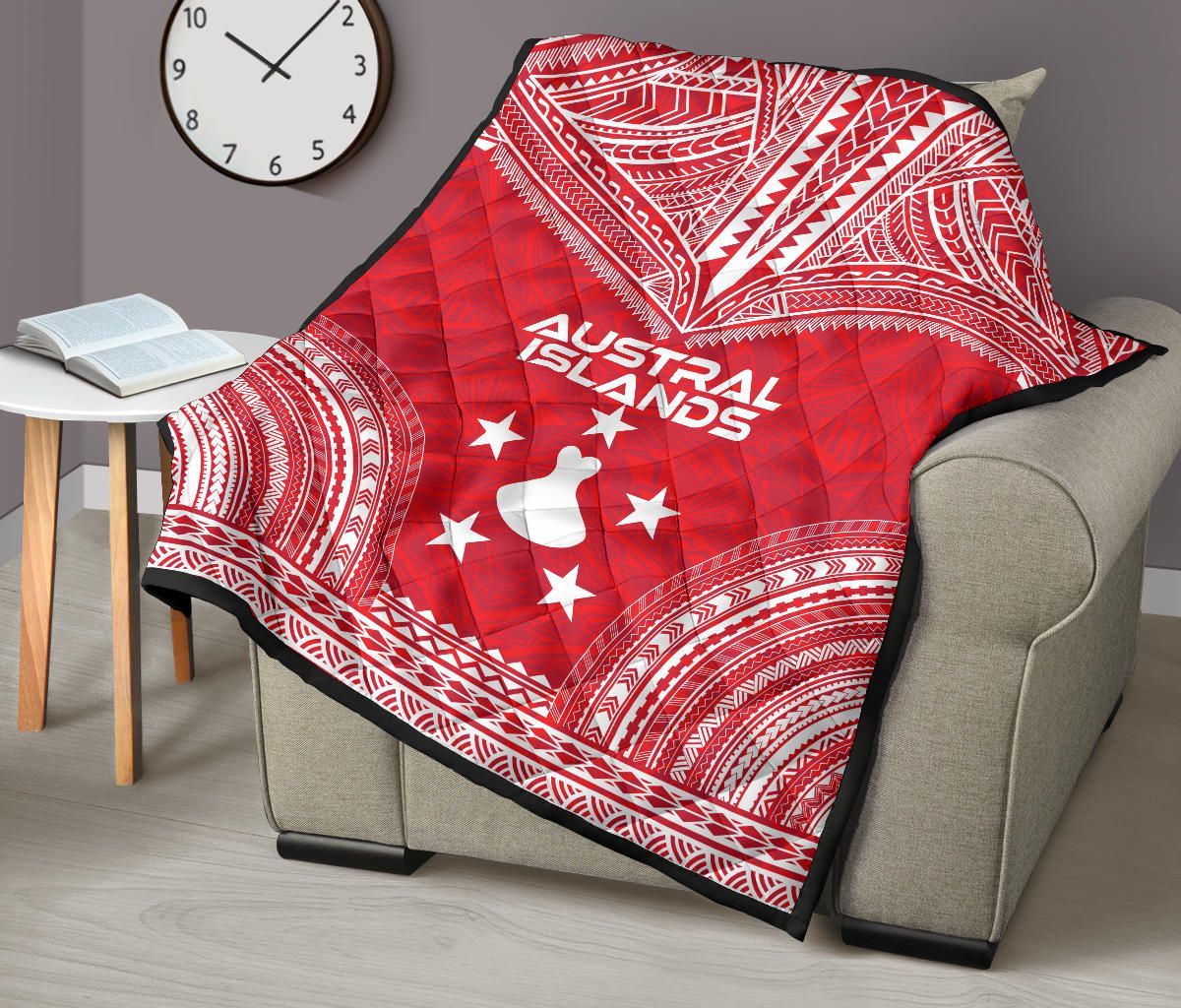 Austral Islands Premium Quilt - Austral Islands Flag Polynesian Chief Red Version