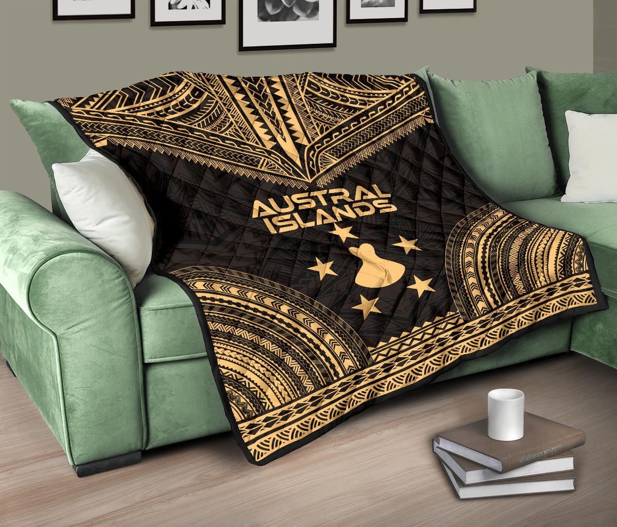 Austral Islands Premium Quilt - Austral Islands Flag Polynesian Chief Gold Version