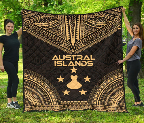 Austral Islands Premium Quilt - Austral Islands Flag Polynesian Chief Gold Version