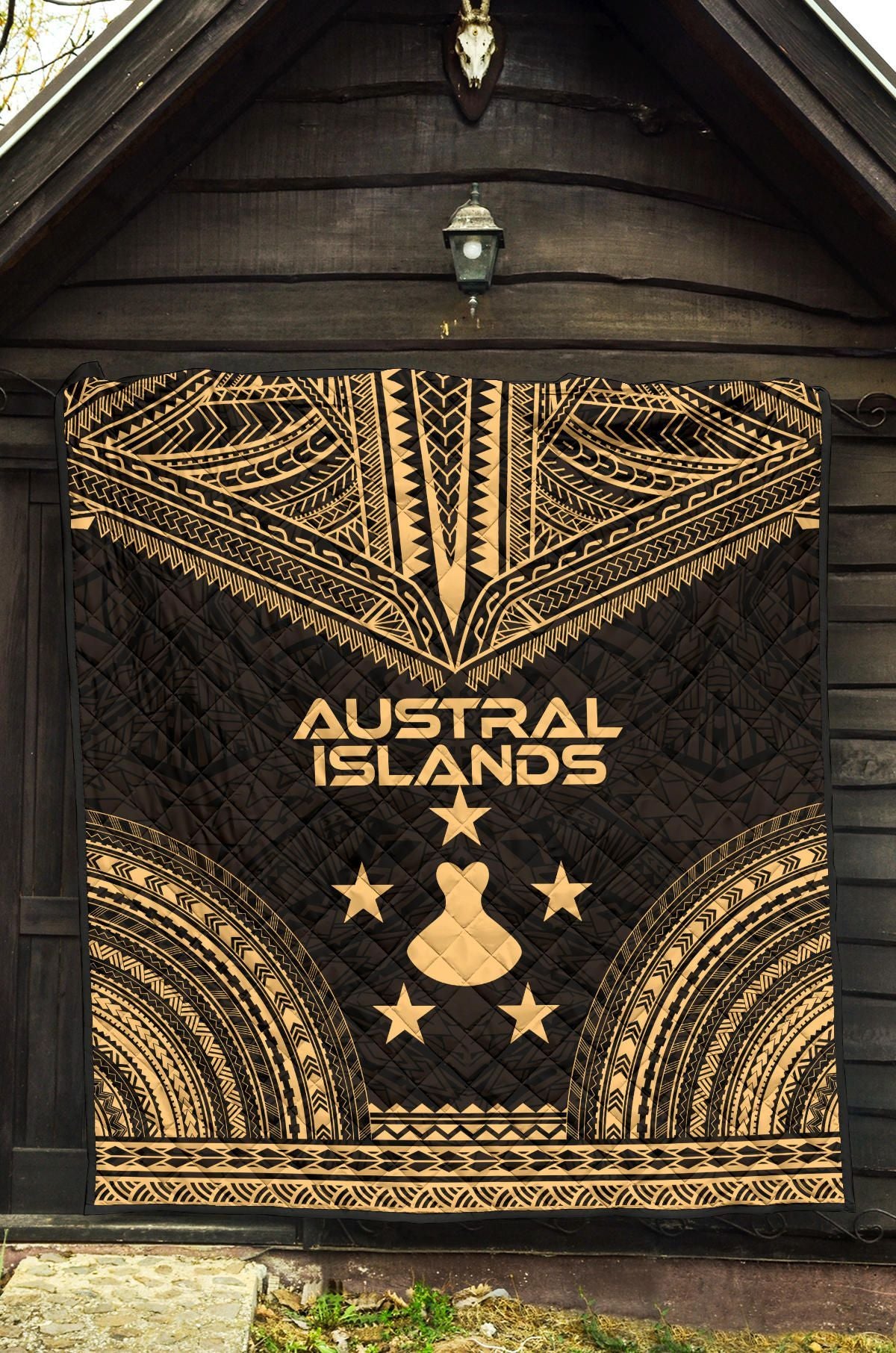 Austral Islands Premium Quilt - Austral Islands Flag Polynesian Chief Gold Version