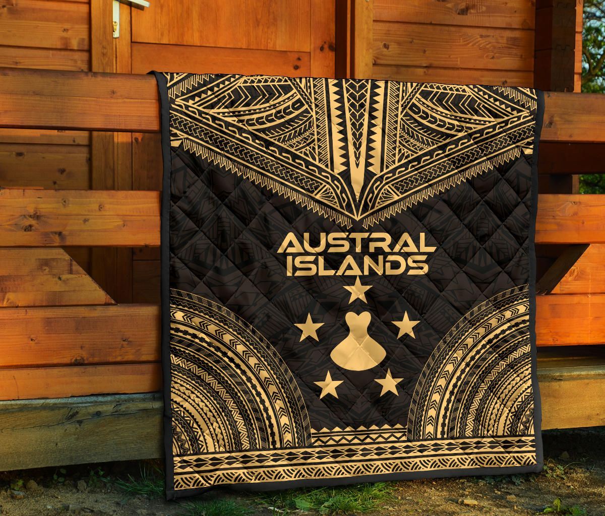 Austral Islands Premium Quilt - Austral Islands Flag Polynesian Chief Gold Version