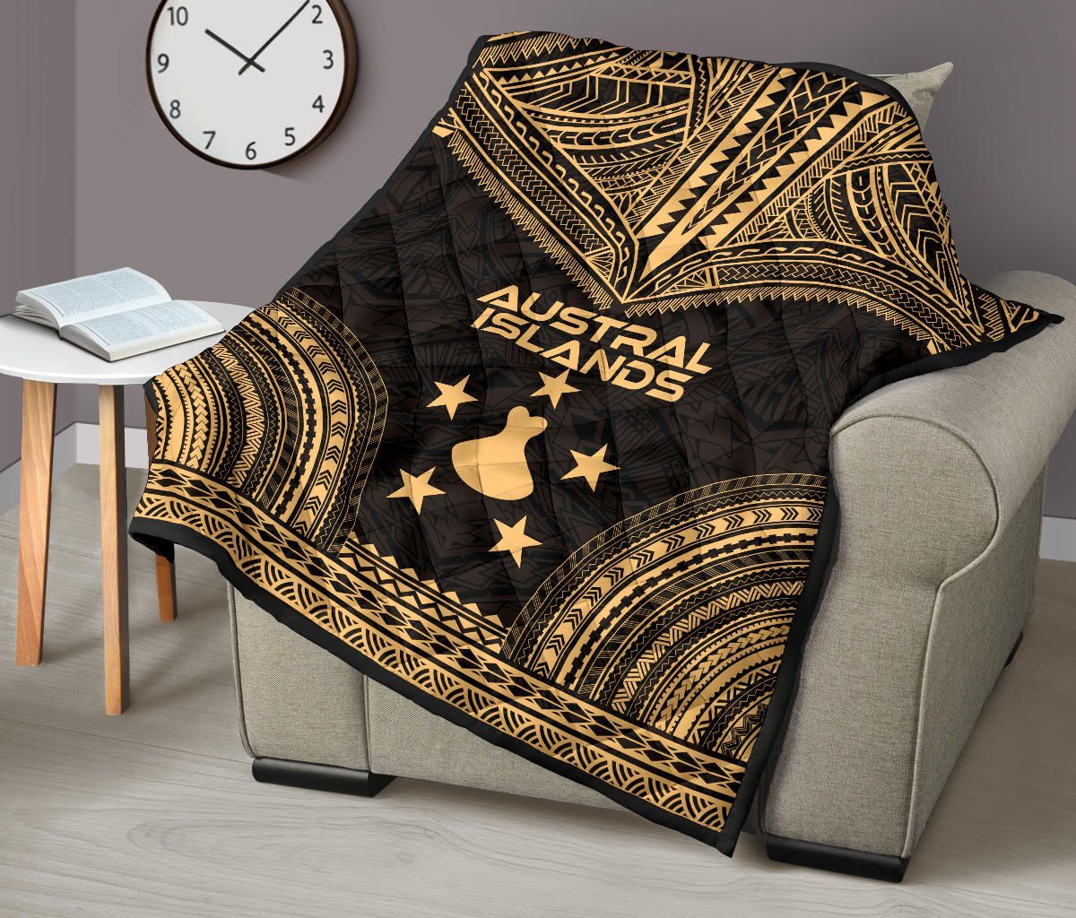 Austral Islands Premium Quilt - Austral Islands Flag Polynesian Chief Gold Version