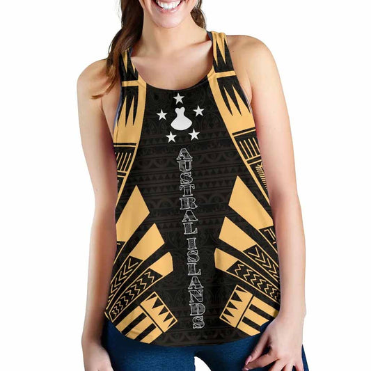 Austral Islands Women Racerback Tank - Polynesian Tattoo Gold