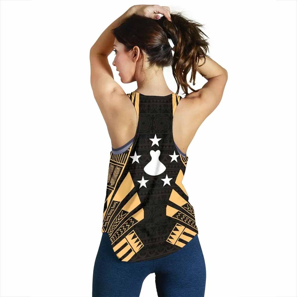 Austral Islands Women Racerback Tank - Polynesian Tattoo Gold