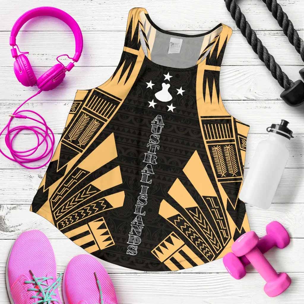 Austral Islands Women Racerback Tank - Polynesian Tattoo Gold