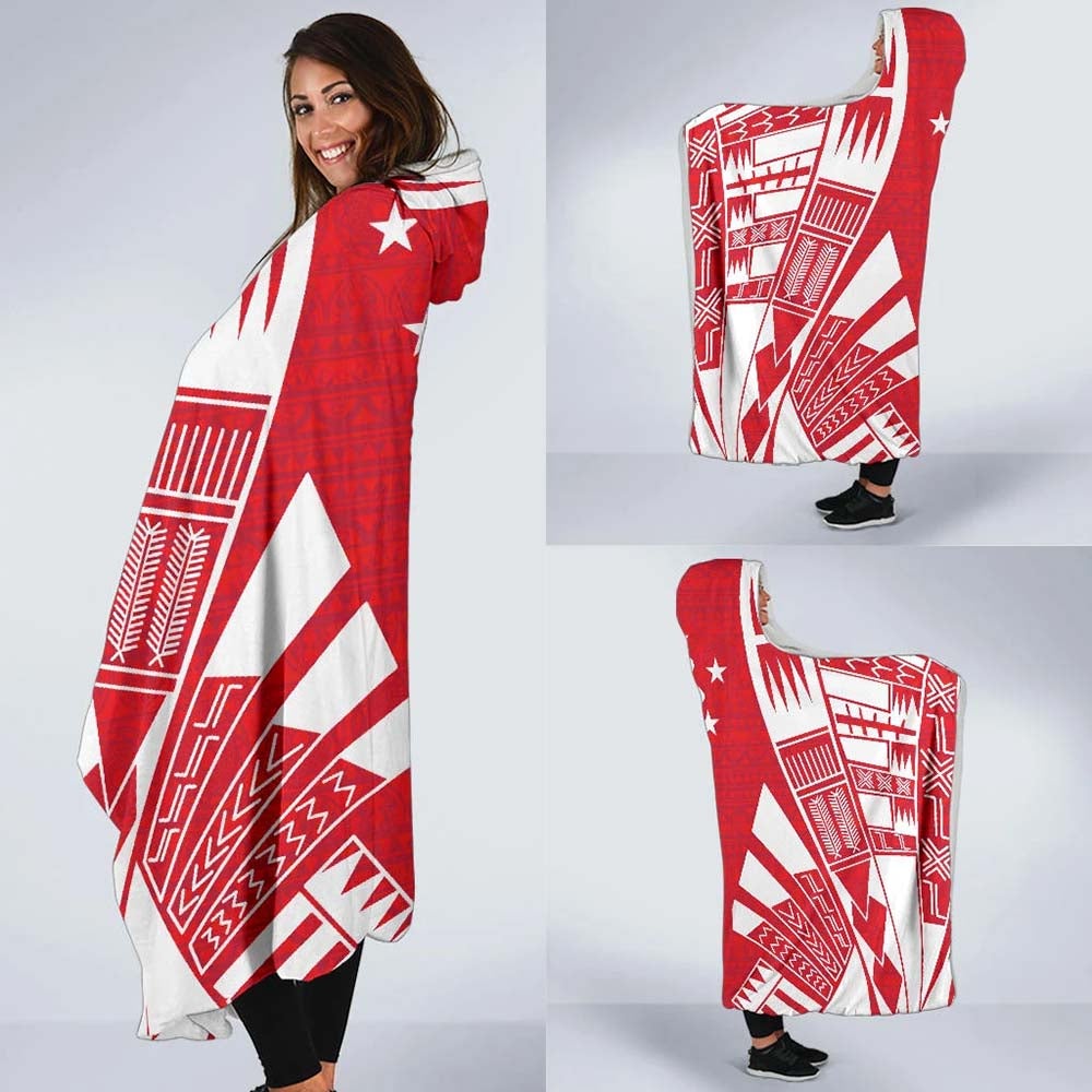 Austral Islands Hooded Blanket - Polynesian Tattoo Flag
