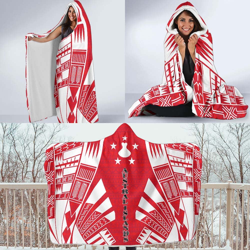 Austral Islands Hooded Blanket - Polynesian Tattoo Flag