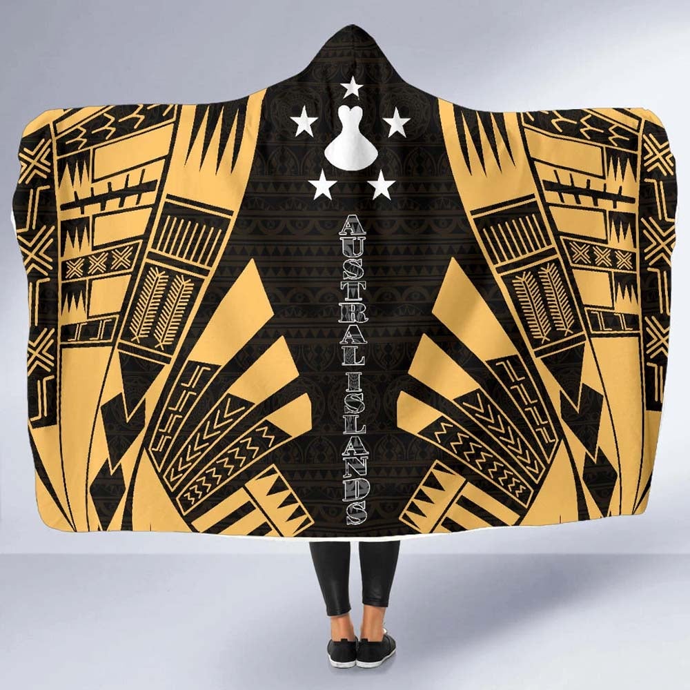 Austral Islands Hooded Blanket - Polynesian Tattoo Gold