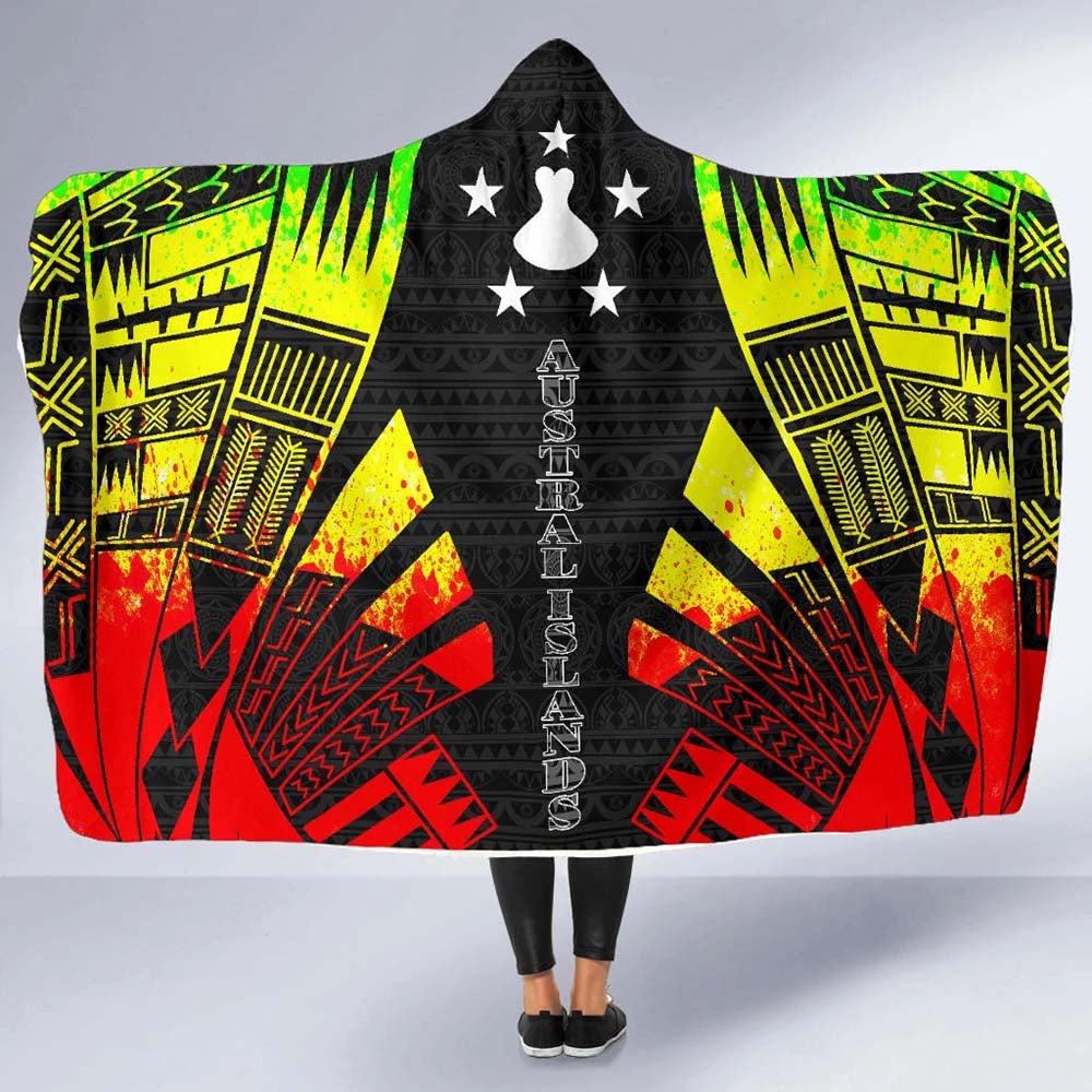 Austral Islands Hooded Blanket - Polynesian Tattoo Reggae