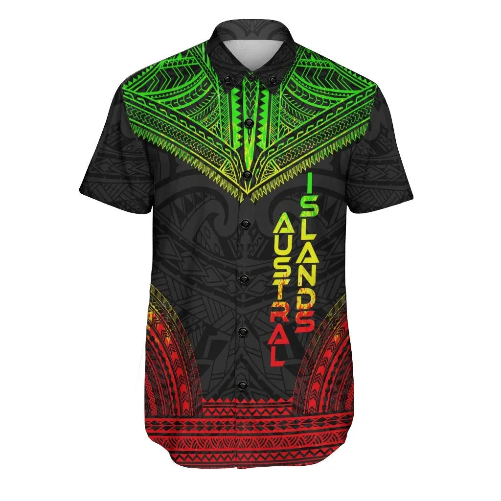 Austral Islands Polynesian Chief Short Sleeve Shirt - Reggae Version