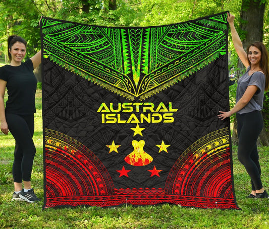 Austral Islands Premium Quilt - Austral Islands Flag Polynesian Chief Reggae Version